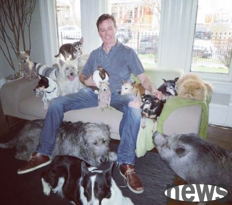 American man creates a big family of 10 dogs, 4 birds, 2 cats, 1 pig, 1 rabbit and a pond of fish!